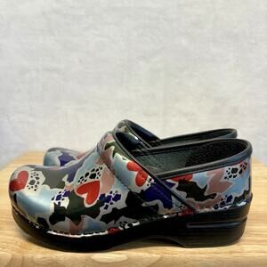 Dansko Patent Leather Clogs Black FRAGMENT PATENT Pattern Size 37 US 6.5-7
